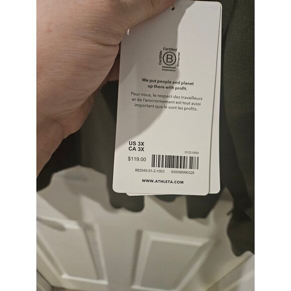 Athleta Cropped Stretch Tech Top Green Womens 3X NWT Button‎ up Collared Work - Picture 4 of 8